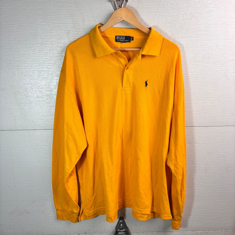 Polo Ralph Lauren Yellow Gold Long Sleeve Polo Shirt Black Pony XXL